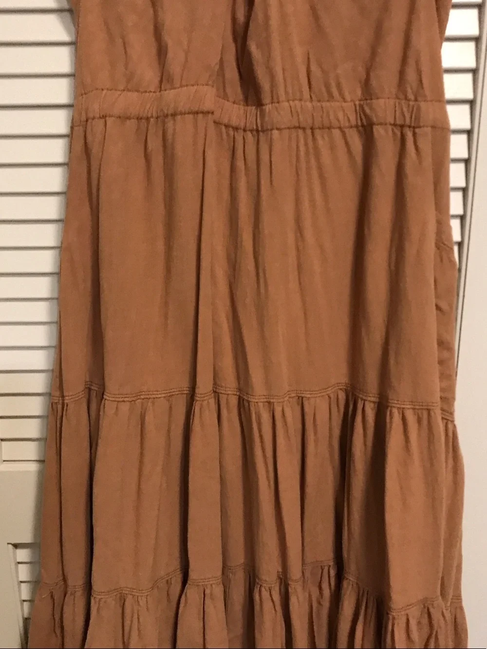 NWT Free People Caramel Button-Front Maxi Jumper Dress w Pockets -Lg